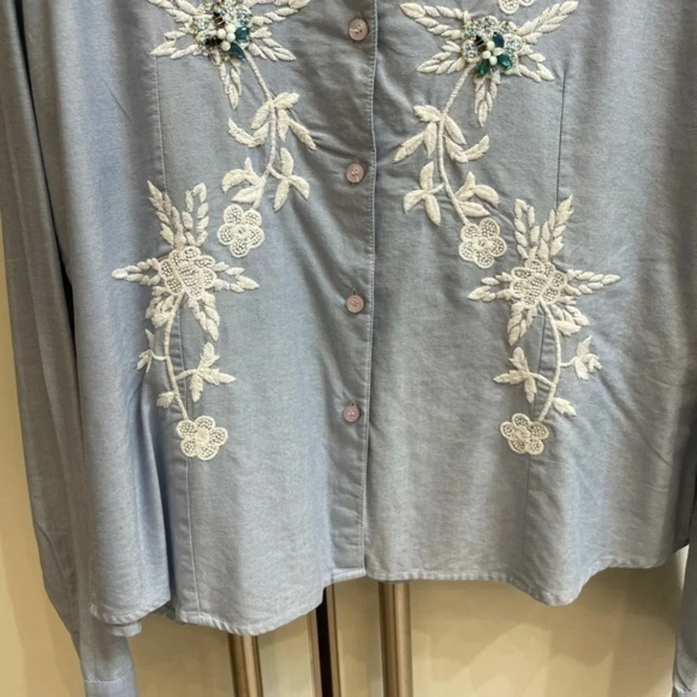 Just Cavalli Button Down W/ Embroidery And Stones
